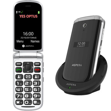 Aspera F28 3G Flip Seniors Phone - Black (Australian Stock)